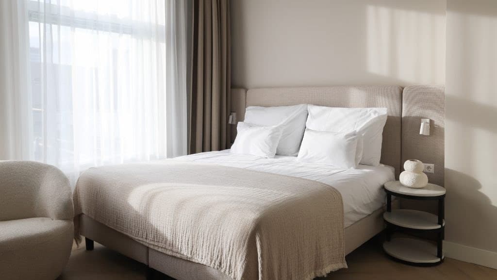 Kamer van DAM Residence met zicht op de badkamer